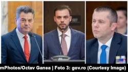 Victor Moraru (stânga), Mihai Precup (centru) și Ciprian Cătălin Hojda (dreapta). Cei trei asigură conducerea agenției responsabile de verificarea companiilor de stat. 