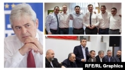 Колаж од фотографии од лидерот на ДУИ, раководството на партијата и припадниците на т.н. Огнена група