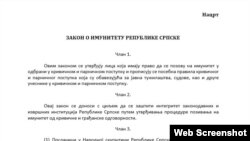 Nacrt zakona o imunitetu koji će se naći pred poslanicima Skupštine RS 12. decembra 2023.