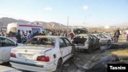 محل انفجار های دیروز در شهر کرمان ایران. در این انفجار ها 103 تن کشته شدند