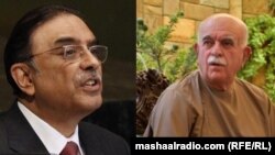 محمود خان اڅکزی (ښي لوري ته) او اصف علي زرداري د مارچ نهمې ولسمشرۍ انتخاباتو ته نوماندان دي - انځور له ارشیفه.