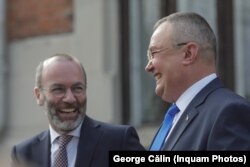 Președintele PNL, Nicolae Ciucă, a ținut o conferință de presă alături de Manfred Weber, președintele PPE.