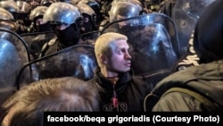 ლაზარე გრიგორიადისი ერთ-ერთ აქციაზე, 2018 წელი