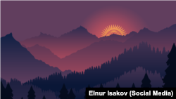 Сүрөтчү Элнур Исаковдун "Соңку күүгүм" ("Последний закат") аттуу эмгеги.
