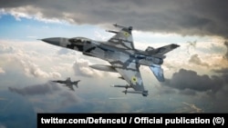 Украинага ылайыктап боёлгон F-16. Украина Куралдуу күчтөрүнүн Твиттердеги аккаунтунан алып кураштырылган сүрөт.