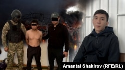 Украинадагы согушка катышканы үчүн мекенинде соттолгон Бекназар Бөрүгул уулу (солдо) жана Аскар Кубанычбек уулу (оңдо).