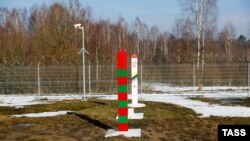 Памежныя слупы на мяжы Літвы і Беларусі