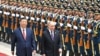 Рускиот претседател Владимир Путин и кинескиот лидер Си Џинпинг за време на официјалната церемонија за пречек во Пекинг, мај 2024