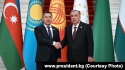 Садыр Жапаров менен Эмомали Рахмон. Дүйшөмбү шаары. 14-сентябрь, 2023.