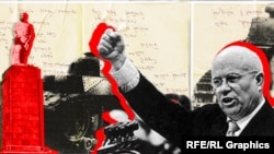 ნიკიტა ხრუშჩოვი და სტალინის ძეგლი - ფოტოილუსტრაცია