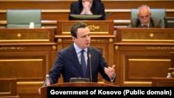 Kryeministri i Kosovës, Albin Kurti, gjatë një adresimi në Kuvendin e Kosovës. Fotografi nga arkivi. 
