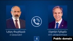 Премьер-министр Армении Никол Пашинян (слева) и госсекретарь США Энтони Блинкен