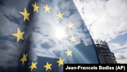 Flamuri i Bashkimit Evropian. Fotografi nga arkivi.