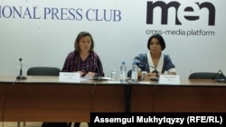 Журналист Инга Иманбай және құқық қорғаушы Анар Ыбыраева. Астана, 10 мамыр 2023 жыл.