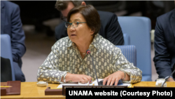 روزا اوتونبایوا نماینده خاص سرمنشی سازمان ملل متحد برای افغانستان در یکی از نشست های شورای امنیت این سازمان - عکس از آرشیف