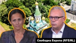 Колаж на Генка Шикерова, проф. Момчил Методиев и руската църква в София