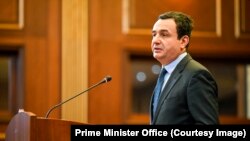 Kryeministri i Kosovës, Albin Kurti, gjatë një fjalimi në Kuvendin e Kosovës. 