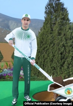 Türkmenistanyň prezidenti Serdar Berdimuhamedowyň 18-nji martda çap edilen suratynda, ýurtda agaç nahallaryny oturtmak tagallalary ündelýär.