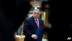 უნგრეთის პრემიერ-მინისტრი ვიქტორ ორბანი. ბრიუსელი, 2023 წლის 14 დეკემბერი