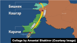 Карачи деңиз портуна алып барган Кыргызстан - Кытай - Пакистан транспорттук коридору.