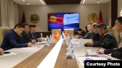 ИИМ башчысынын биринчи орун басары А.Бийбосуновдун ЕККУнун Кыргызстандагы өкүлү А.Рогов менен жолугушуусу. 