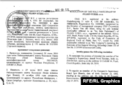 Odluka o imenovanju upravljačkih organa u kompaniji Pilsen Steel, iz 2010. iz registra Češke Republike