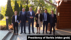 Politički predstavnici bh. entiteta Republika Srpska sa vlastima Srbije u Beogradu, 11. april 2024.