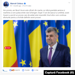 Postarea despre intrarea României în Schengen, cu granițele aeriene a avut cele mai multe interacțiuni, în 2023.