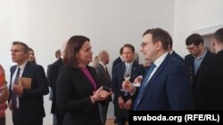 ბელარუსის ოპოზიციის ლიდერი სვიატლანა ციხანოუსკაია და ჩეხეთის საგარეო საქმეთა მინისტრი იან ლიპავსკი