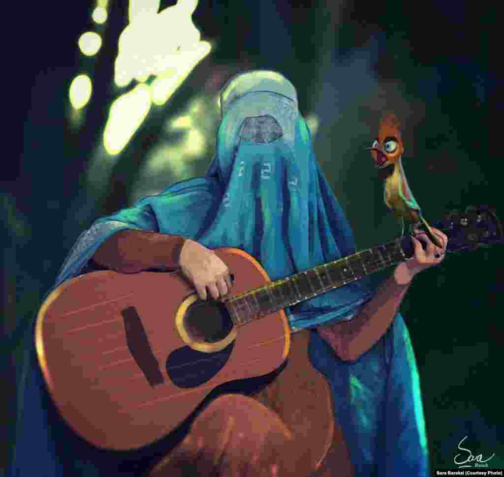 سارا بارکزۍ د افغانستان د هرات ولایت ده. هغه له ماشومتوب راهیسې انځورګري کوي، لنډې کیسې او شعرونه لیکي. له ښوونځي څخه د فراغت وروسته، هغې په ترکیه کې د هنر او سینما په برخه کې بورس ترلاسه کړ. دې د انیمشن او مهندسۍ په برخه کې زده کړې کړي. هغه د افغانستان لومړنۍ ښځینه انیماتوره بلل کیږي. د دې په وینا د لاندي انځور عنوان دی: د ازادۍ ملکه سارا بارکزۍ په دې انځورګرۍ کې د کرکټر په اړه وايي: "دوی زه یو داسي څوک کړم چې نه لیدل کیږي په کفن کې تړلې او یوه هیڅ څوک یو سیوری، چې هیڅ وجود نه لري، خاموشه کړای شوې له ما یې ازادي اخیستې، په پنجره پوري يې محدوده کړې ماته ووایه چې څنګه خپله غوسه او زما جذبه اداره کړم؟ دا راته ووایه چې زه په دې دنیا کې څنګه ژوندۍ پاتې کېدای شم؟&rdquo;