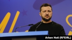 Прес-конференција со албанскиот премиер Еди Рама и претседателот на Украина Володимир Зеленски во Тирана, 28 февруари 2024 година