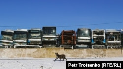 «Кладбище автобусов» в пригороде Алматы. Январь 2024 года