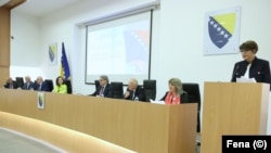 Članovi CIK-a BiH na konferenciji za medije u Sarajevu, 8. 5. 2024.