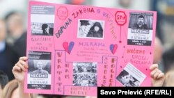 Plakat sa jednog od protesta protiv vršnjačkog nasilja u Podgorici, 11. mart 2023.