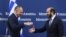 Armenia - Foreign Ministers Ararat Mirzoyan of Armenia and George Gerapetritis of Greece shake hands at a news conference, Yerevan, January 10, 2024.