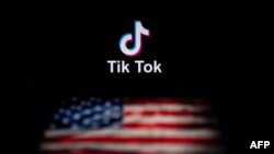Logoja e TikTok-ut dhe flamuri amerikan. Fotografi ilustruese nga arkivi. 