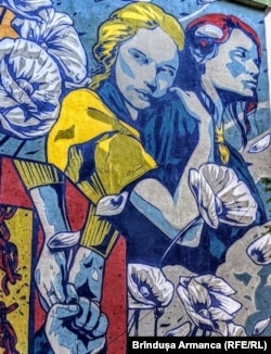 Pictura murală de pe Căminul studențesc reprezintă o alegorie a suferinței și speranței ucrainene. Autor: Andrei Drăgan alias LUX