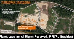 Спадарожнікавы здымак тэрыторыі каля ўсходняй часткі ўзьлётна-пасадачнай паласы, 7 жніўня 2022 году