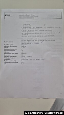 Buletinul medical din Belgia care arată infecția cu candida auris.