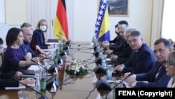 Predsjedništvo Bosne i Hercegovine primilo je minisarku spoljnih poslova SR Njemačke, Analenu Berbok, Sarajevo, 10. mart 2022.
