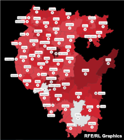 Башкортстаннан үлүчеләр саны, районнар буйлап