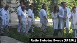 Протест на лекарите во Клиничкиот центар во Скопје.