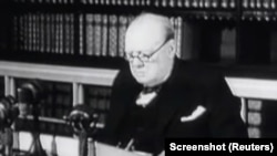 Premierul britanic, Winston Churchill, anuntând la 8 Mai 1945, că Germania a semnat capitularea cu o zi înainte. Armistițiul a intrat în vigoare pe 8 Mai, la ora 23 GMT. Supărat însă că ofițerii săi nu participaseră la semnare, Stalin a insistat pentru o a doua capitulare, semnată de mareșalul Jukov, ceea ce s-a întâmplat în noaptea de 8 spre 9 mai.