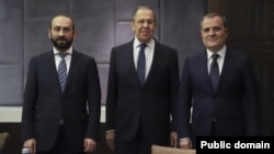 Հայաստանի, Ռուսաստանի և Ադրբեջանի արտգործնախարարներ Արարատ Միրզոյանը, Սերգեյ Լավրովը և Ջեյհուն Բայրամովը, արխիվ