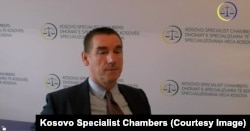 Kadri Veseli gjatë paraqitjes para Dhomave të Specializuara më 10 maj 2022.