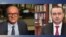 Secretary of the Security Council of Armenia Armen Grigorian (R) being interviewed by RFE/RL Armenian Service Director Harry Tamrazian on the Sunday Analytical Show, August 16, 2020.