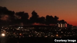 ხანძარი კურსკთან მდებარე აეროდრომის რაიონში. 2022 წლის 6 დეკემბერი