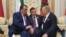 Tajik President Emomali Rahmon with Kazakh President Nursultan Nazarbaev and Uzbek Shavkat Mirziyaev on May 21.