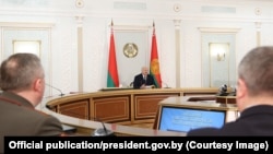 Аляксандар Лукашэнка на паседжаньні Савету бясьпекі ў Менску 9 сьнежня 2025 году