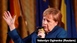 Анґела Меркель під час зустрічі зі студентами КНУ імені Тараса Шевченка